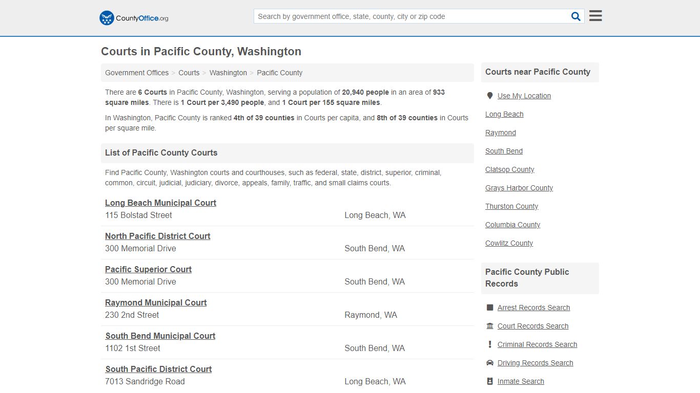 Courts - Pacific County, WA (Court Records & Calendars)