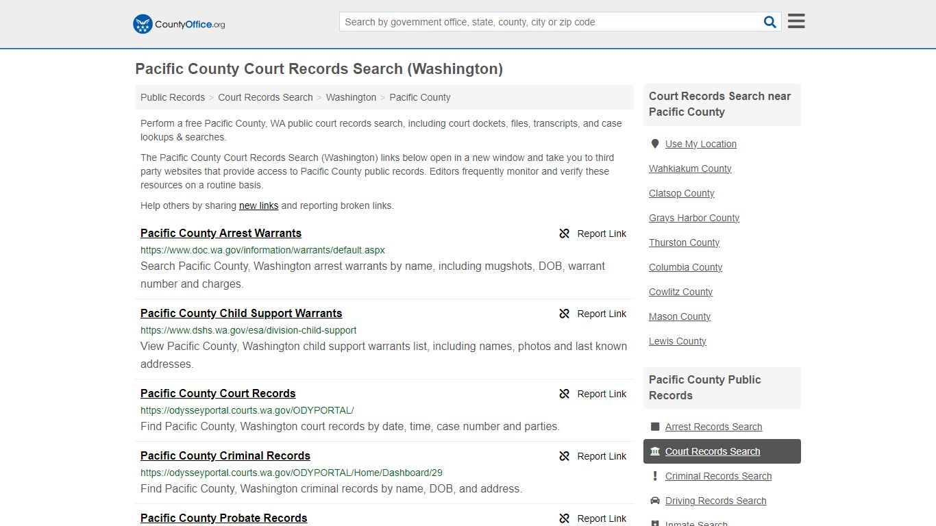 Pacific County Court Records Search (Washington) - County Office