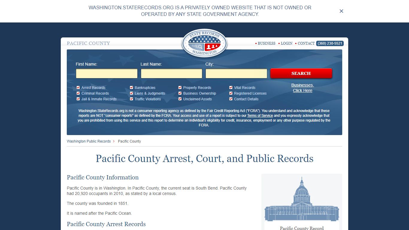 Pacific County Arrest, Court, and Public Records